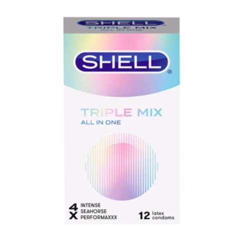 Bao cao su Shell Triple Mix - Siêu mỏng mát lạnh gân gai - Hộp