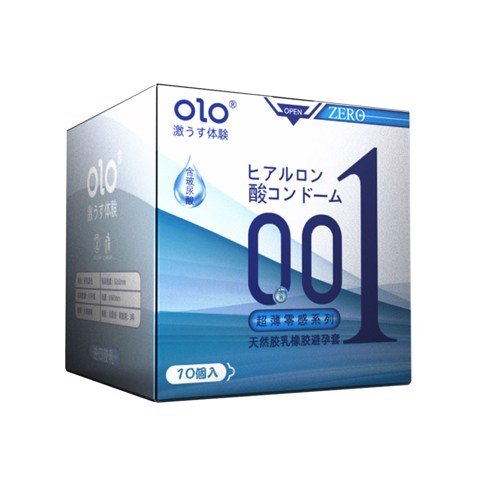 Bao cao su OLO 0.01 Zero Blue - Siêu mỏng nhiều gel - Hộp 10