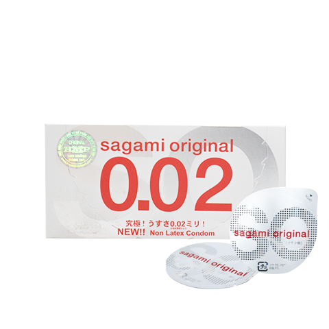 Bao cao su Sagami 002 - Siêu mỏng 0.02mm - Hộp 2 cái
