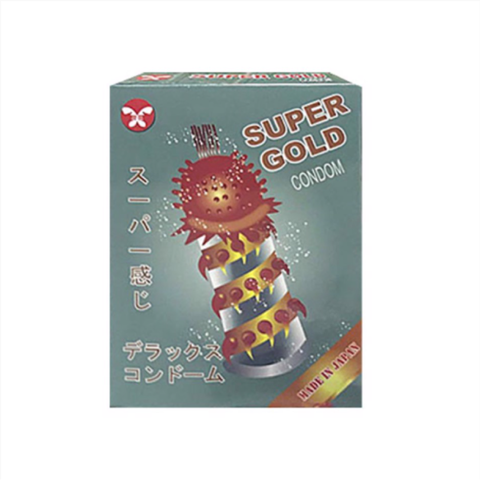 Bao cao su Super Gold - Gân và gai siêu lớn - Hộp 2 cái