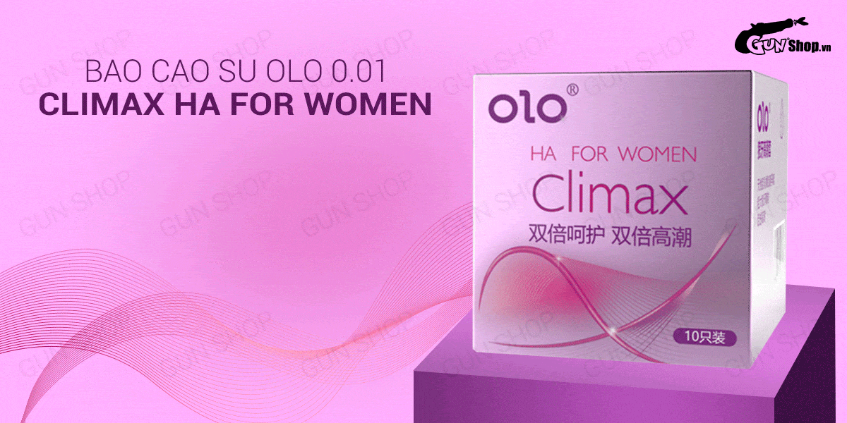 Bao cao su OLO 0.01 Climax Ha For Women - Siêu mỏng, dưỡng ẩm, gai li ti - Hộp 10 cái