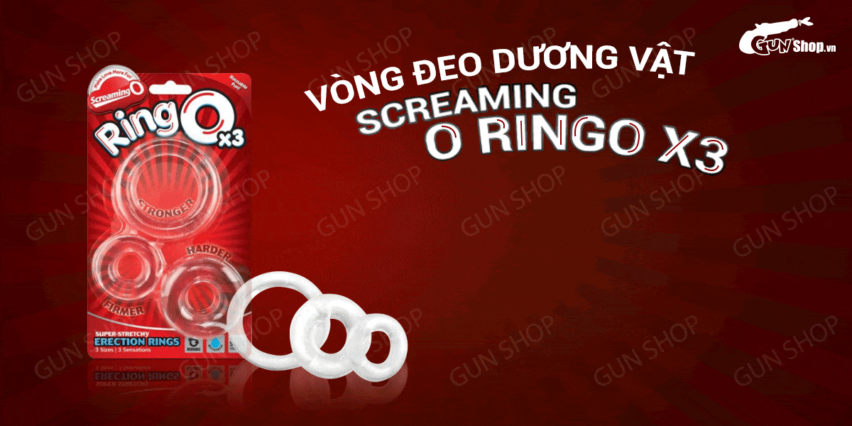 Vòng đeo dương vật kéo dài thời gian, trì hoãn xuất tinh - Screaming O Ringo X3