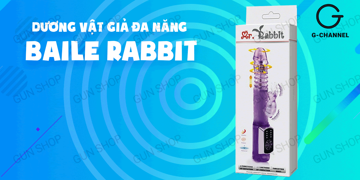 Dương vật giả đa năng rung ngoáy 4 chế độ, dùng pin - Baile Rabbit